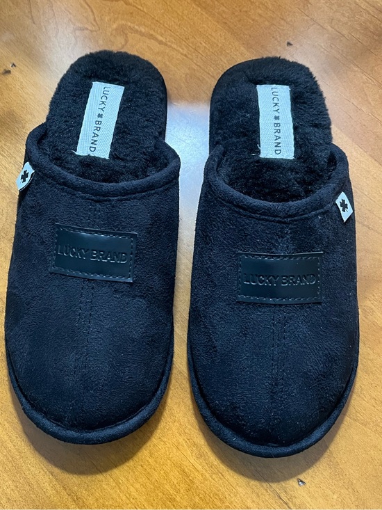 Lucky Brand Other - Lucky Brand Kids Black Microsuede  Plush Slippers NWOT